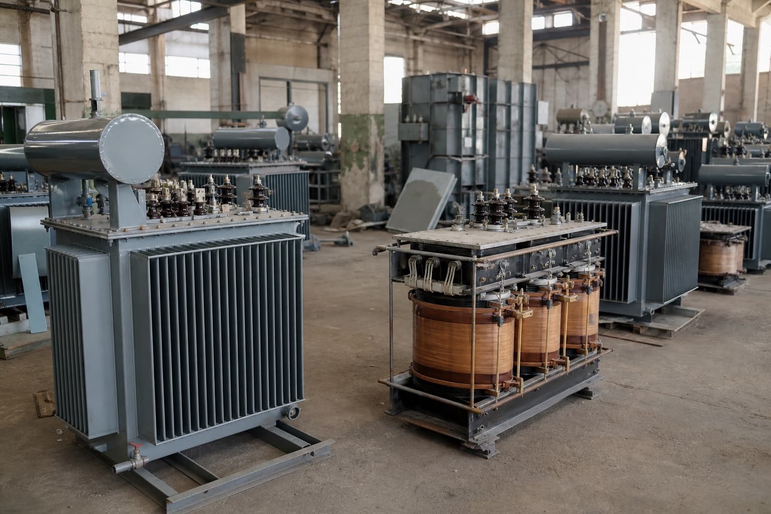 Transformer manufacturing workshop floor at Trafo Engineering in Karachi